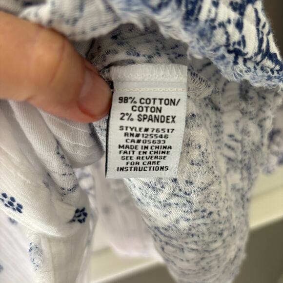 Habitat Floral Crinkled Cotton Button Front Shirt Lagenlook Size Small - Picture 9 of 10